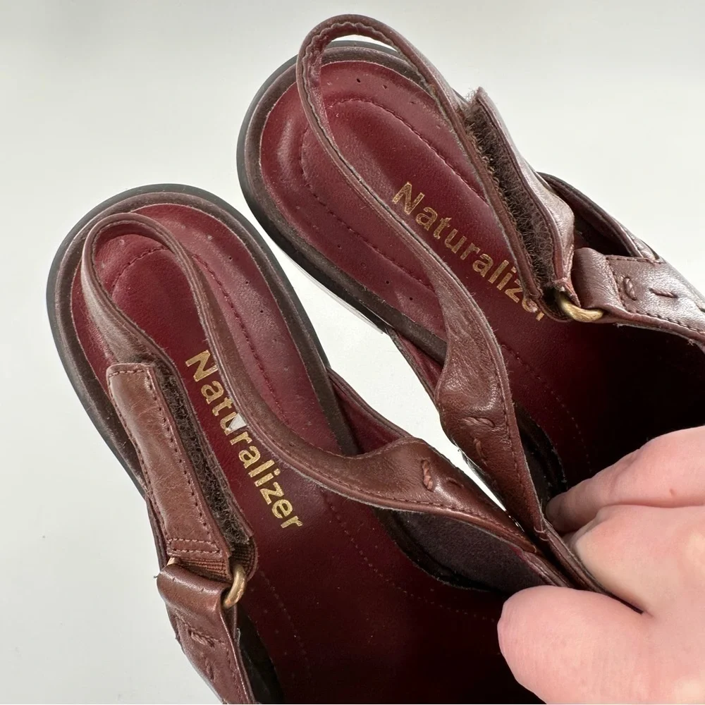 Naturalizer womens heels size 7.5 brown leather vintage 80s 90s slingback - Picture 11 of 13
